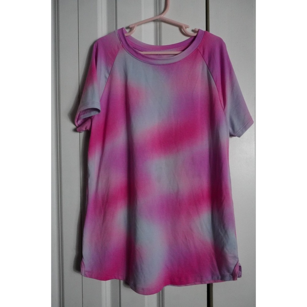 Athletic Works T-Shirt Size L 10-12 Tie Dye Pink Purple Raglan Tee